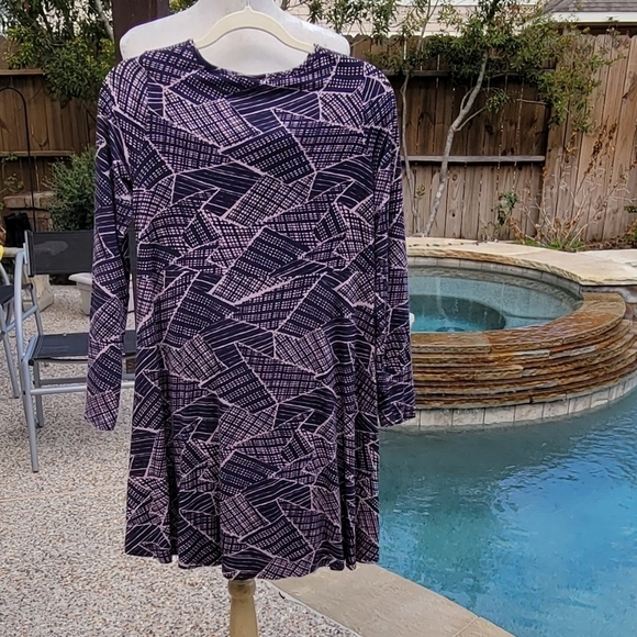 Rachel Pally Geometric Print Long Sleeve Soft Flowy tunic dress comfy  L - Picture 10 of 12
